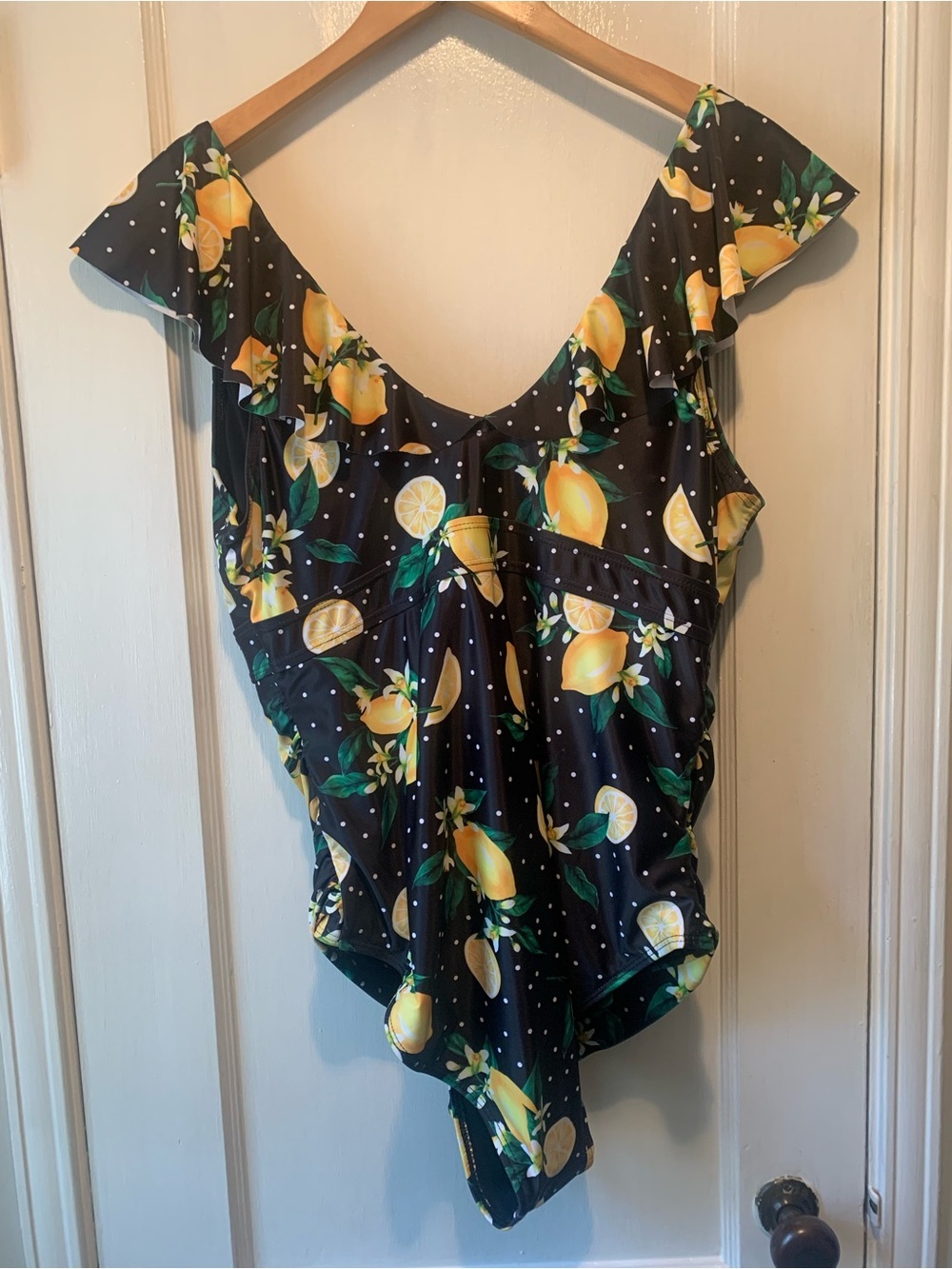 Daci Ruffled Vintage Retro Style Lemon Print Tummy Control Swimsuit Plus Size 16 - Picture 7 of 13